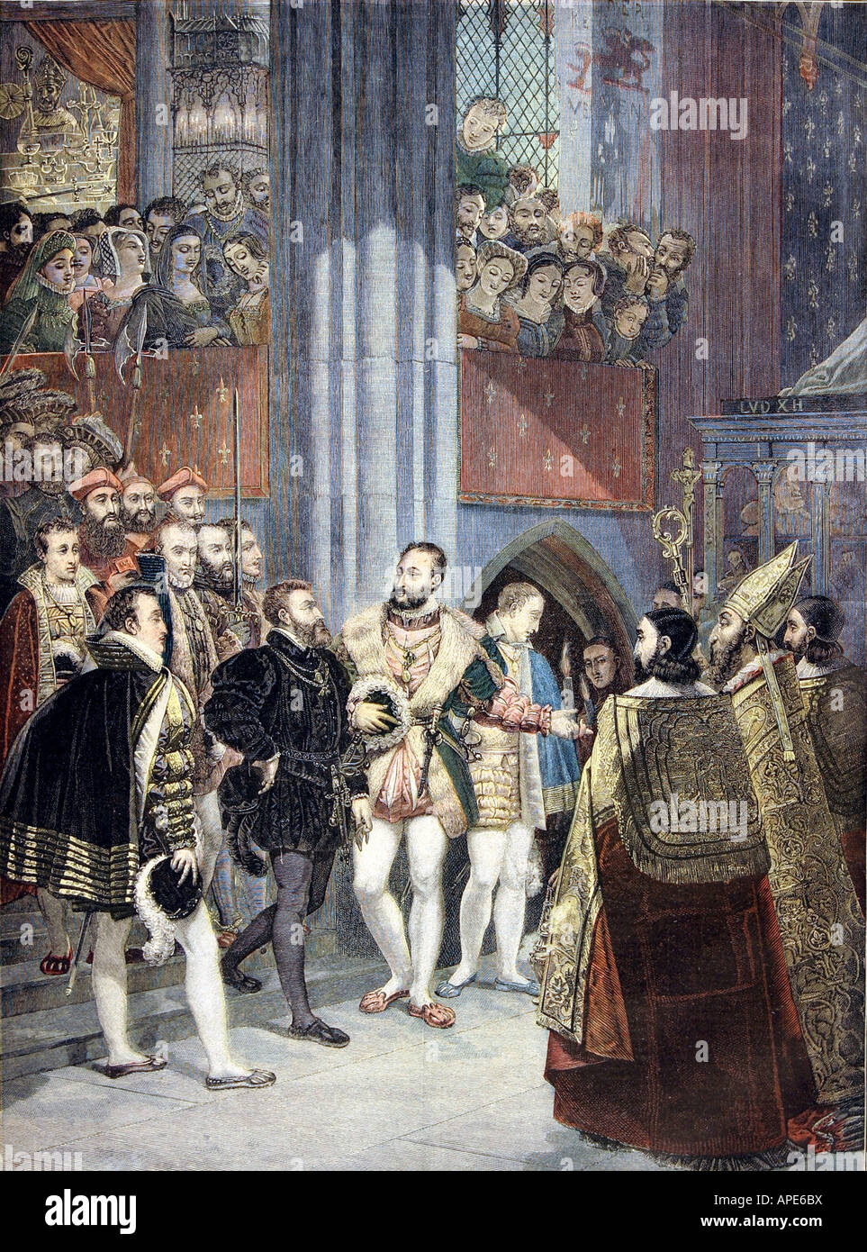 press/media, magazines, 'Le Petit Journal', Paris, 4. volume, number 146, illustrated supplement, Saturday 9 September 1893, illustration, 'Meeting of Francis I and Charles V in Saint Denis', , Stock Photo