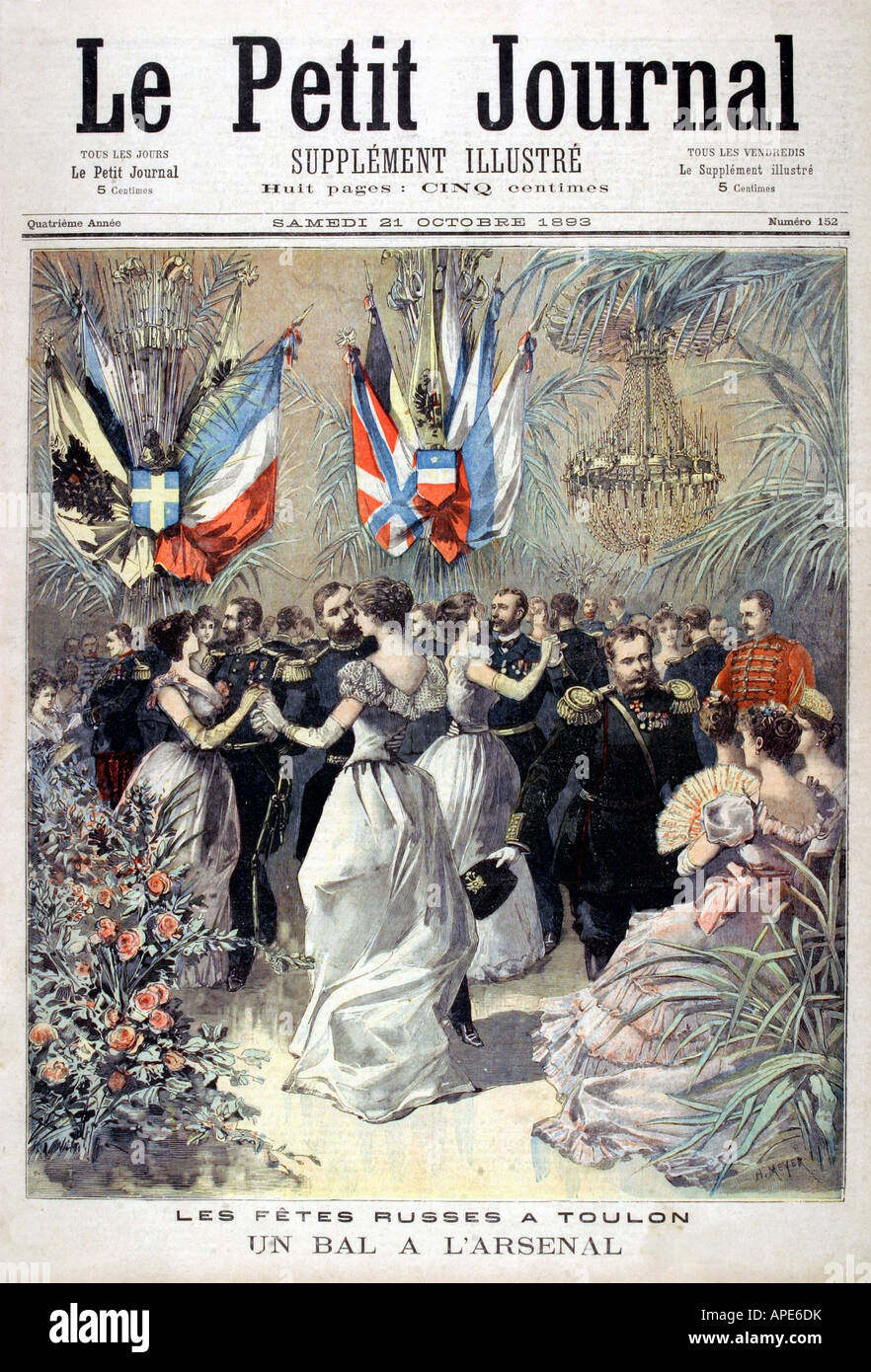 press/media, magazines, 'Le Petit Journal', Paris, 4. volume, number 152, illustrated supplement, Saturday 21 October 1893, title, 'A ball at the arsenal', , Stock Photo