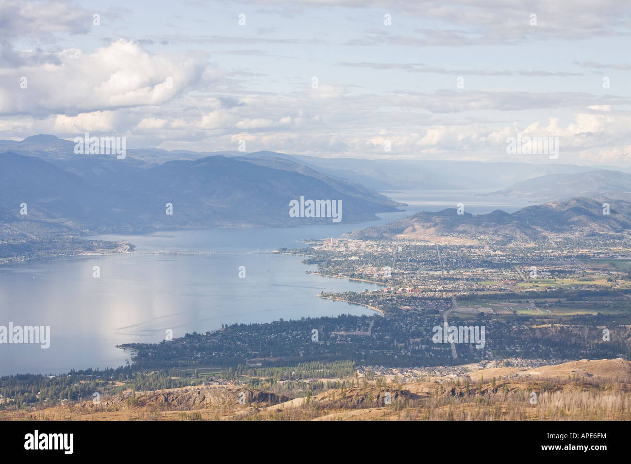 A view of the city of Kelowna on a summer day. Stock Photo
