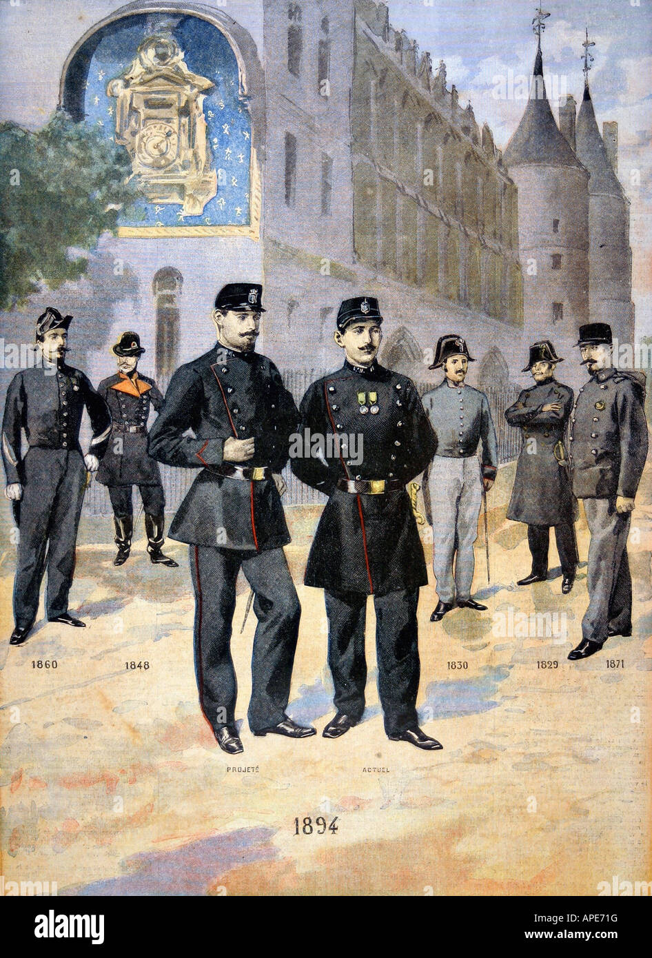 press/media, magazines, 'Le Petit Journal', Paris, 5. volume, number 203, illustrated supplement, Monday 8 October 1894, illustration, 'The new uniforms of the police', , Stock Photo