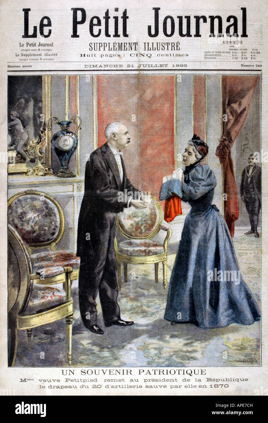 press/media, magazines, 'Le Petit Journal', Paris, 6. volume, number 244, illustrated supplement, Sunday 21 July 1895, title, 'A patriotic present', , Stock Photo