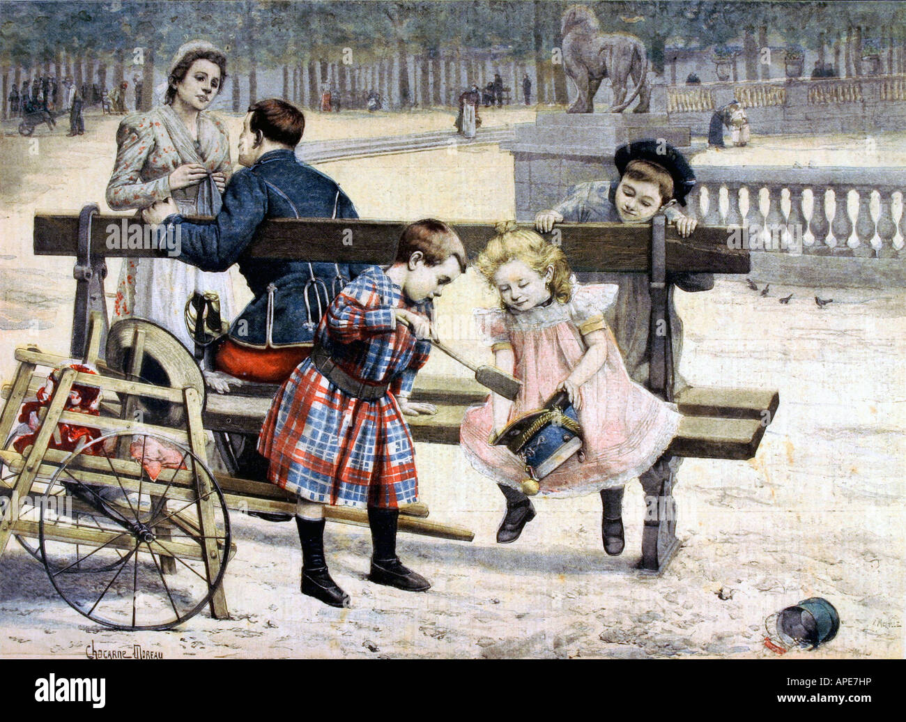 press/media, magazines, 'Le Petit Journal', Paris, 6. volume, number 261, illustrated supplement, Sunday 17 November 1895, illustration, 'Each age having it's kind of fun', after painting by Paul Chocarne-Moreau (1855 - 1931), , Stock Photo