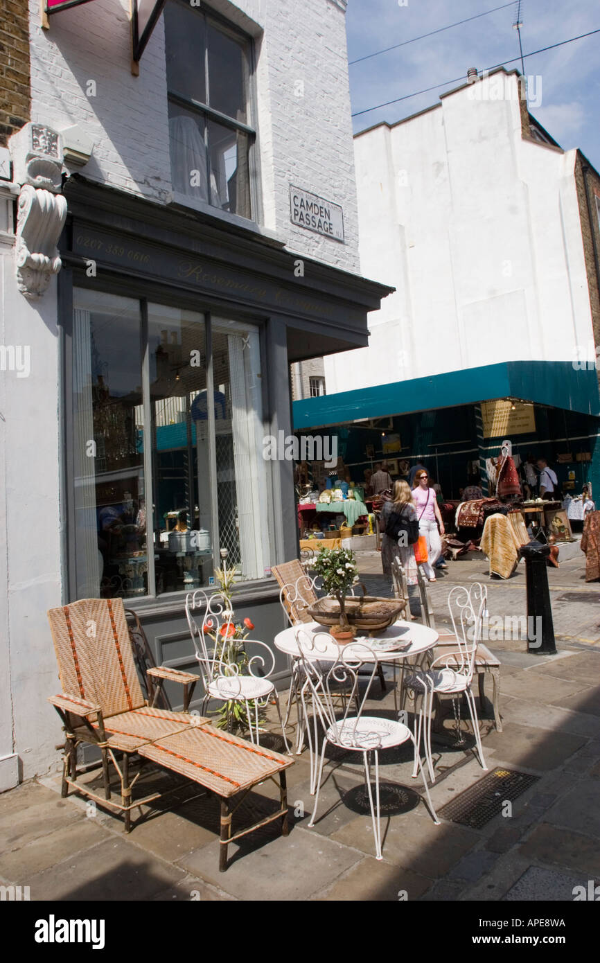 Antique shops and stalls near the Angel Upper Street Islington London