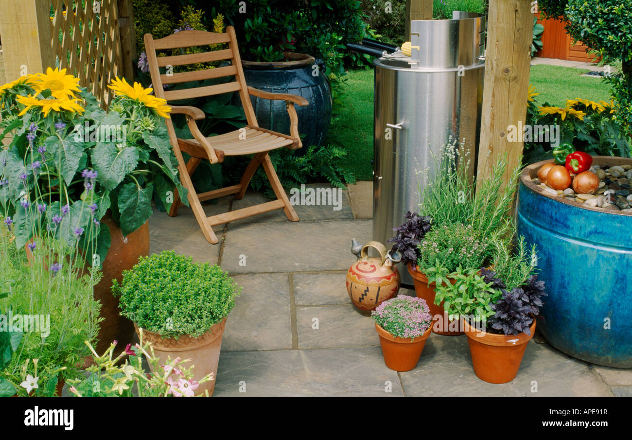 Bbq Area In A Garden Stock Photo 15764578 Alamy