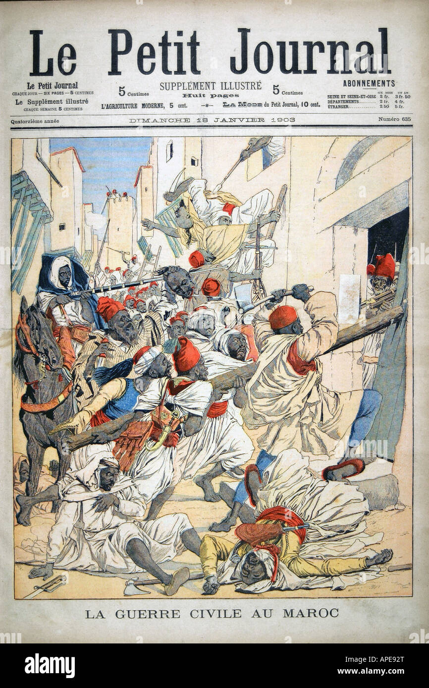 press/media, magazines, "Le Petit Journal", Paris, 14 volume, number 635, illustrated supplement, Sunday 18 January 1903, title, "Civil war in Morocco", , Stock Photo