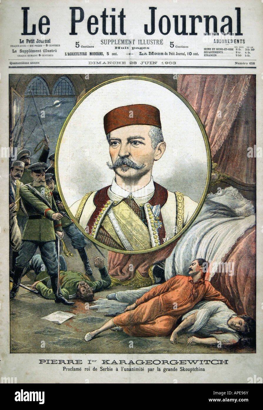 press/media, magazines, 'Le Petit Journal', Paris, 14 volume, number 658, illustrated supplement, Sunday 28 June 1903, title, 'Peter I Karadordevic', , Stock Photo