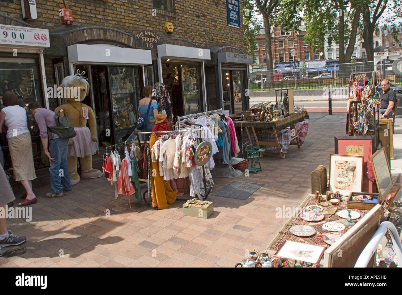Antique shops and stalls near the Angel Upper Street Islington London