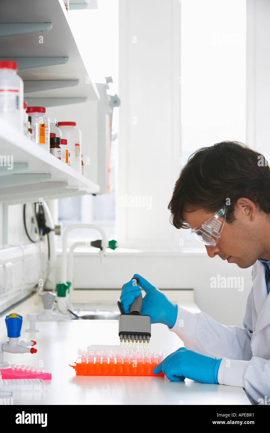 Lab Worker Processing Vials Stock Photo Alamy
