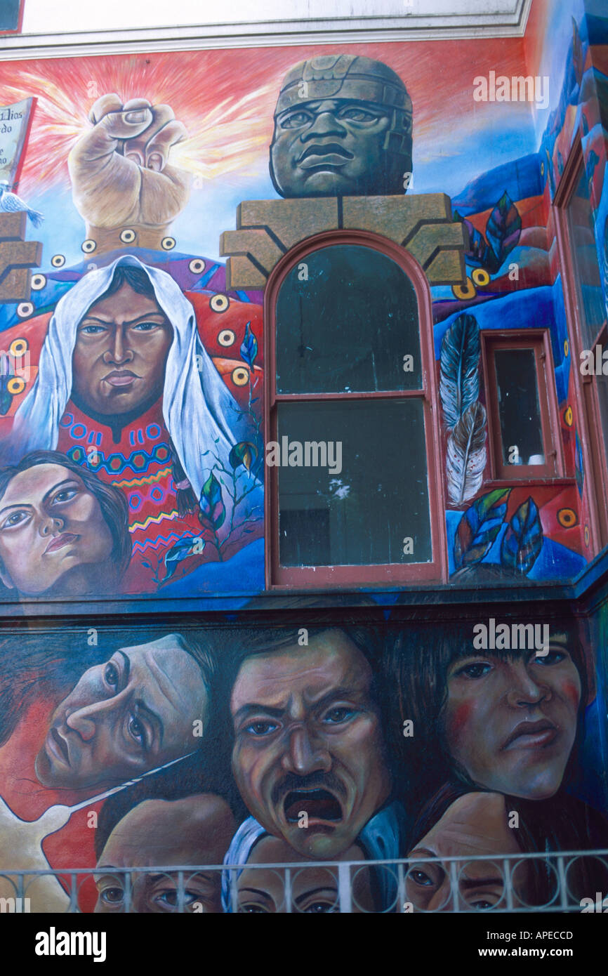 Latino Hispanic Wall Mural Painting In The Mission District San Stock Photo Alamy