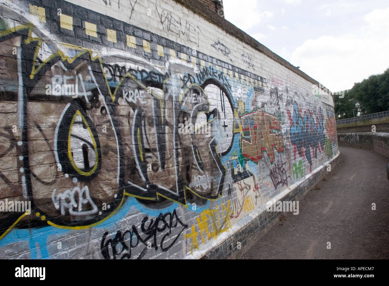 Graffitti at Three Mills Bromley By Bow London Borough of Newham London GB UK Stock Photo