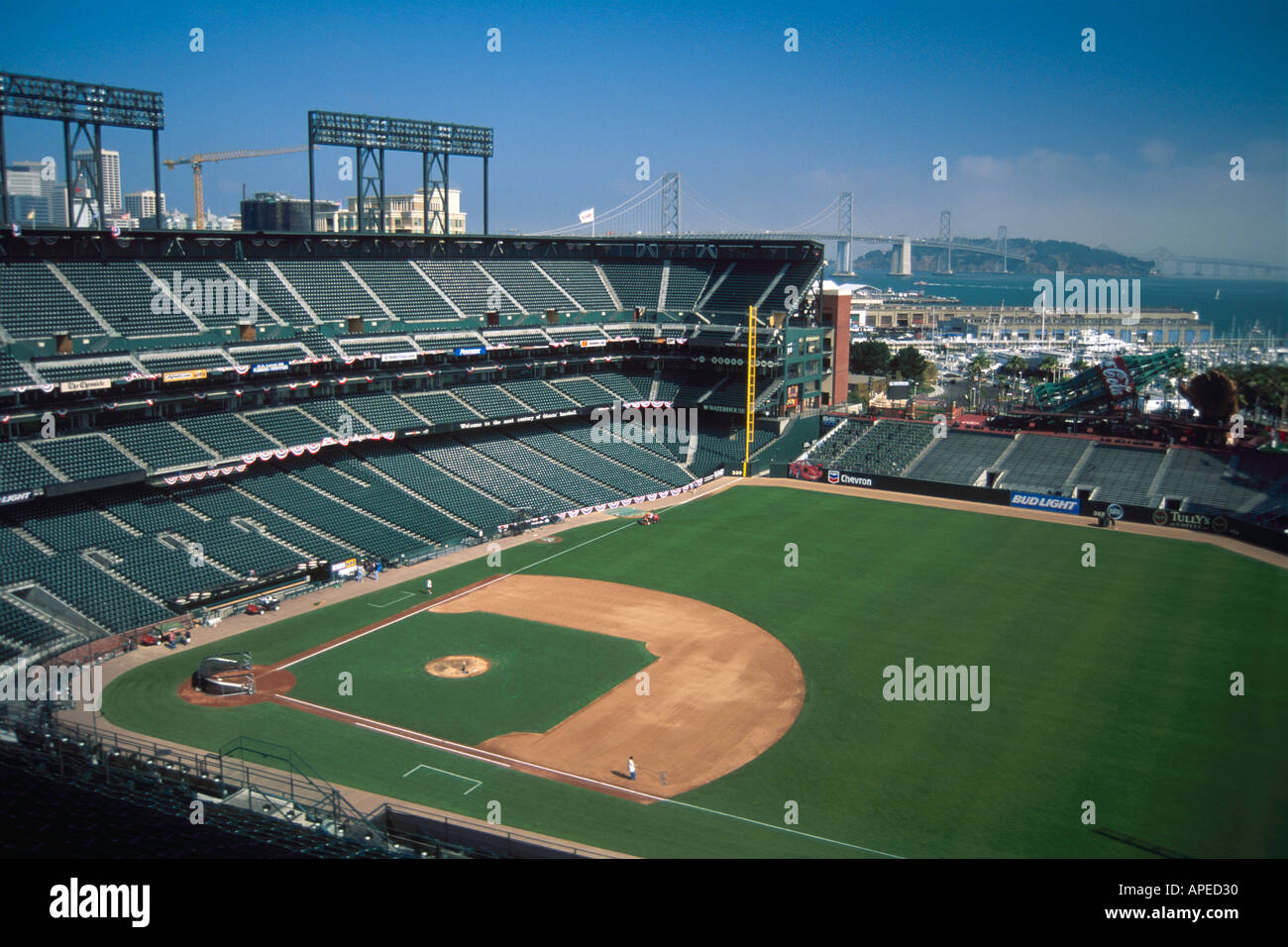 Empty major league metropolitan baseball stadium SBC Park Downtown San