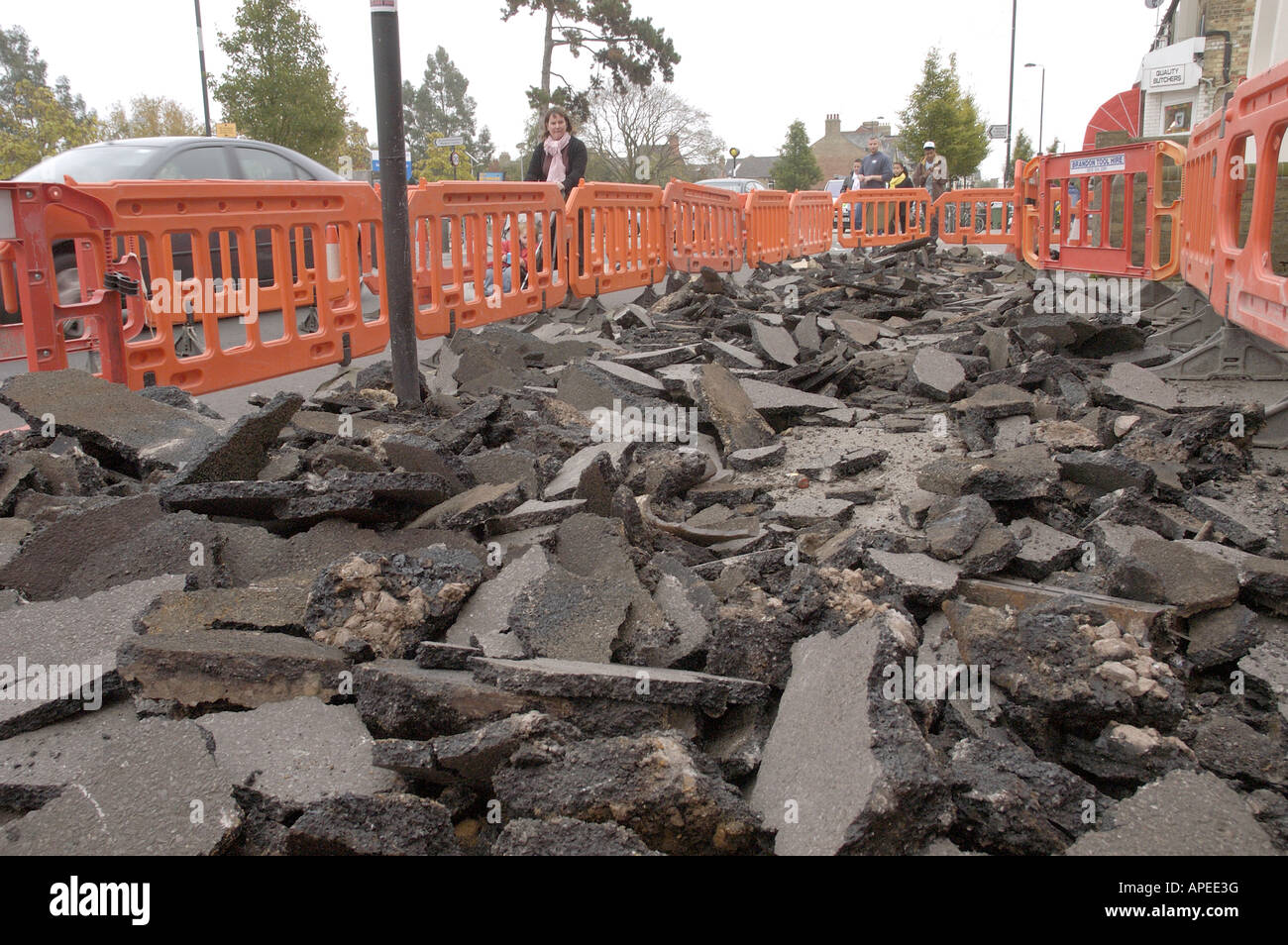 Pavement repair in th Cowley Road, Oxford Stock Photo