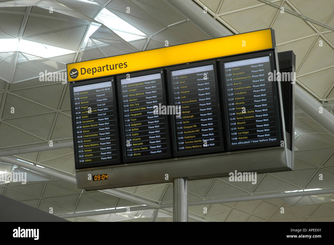 Airport departures board Stock Photo
