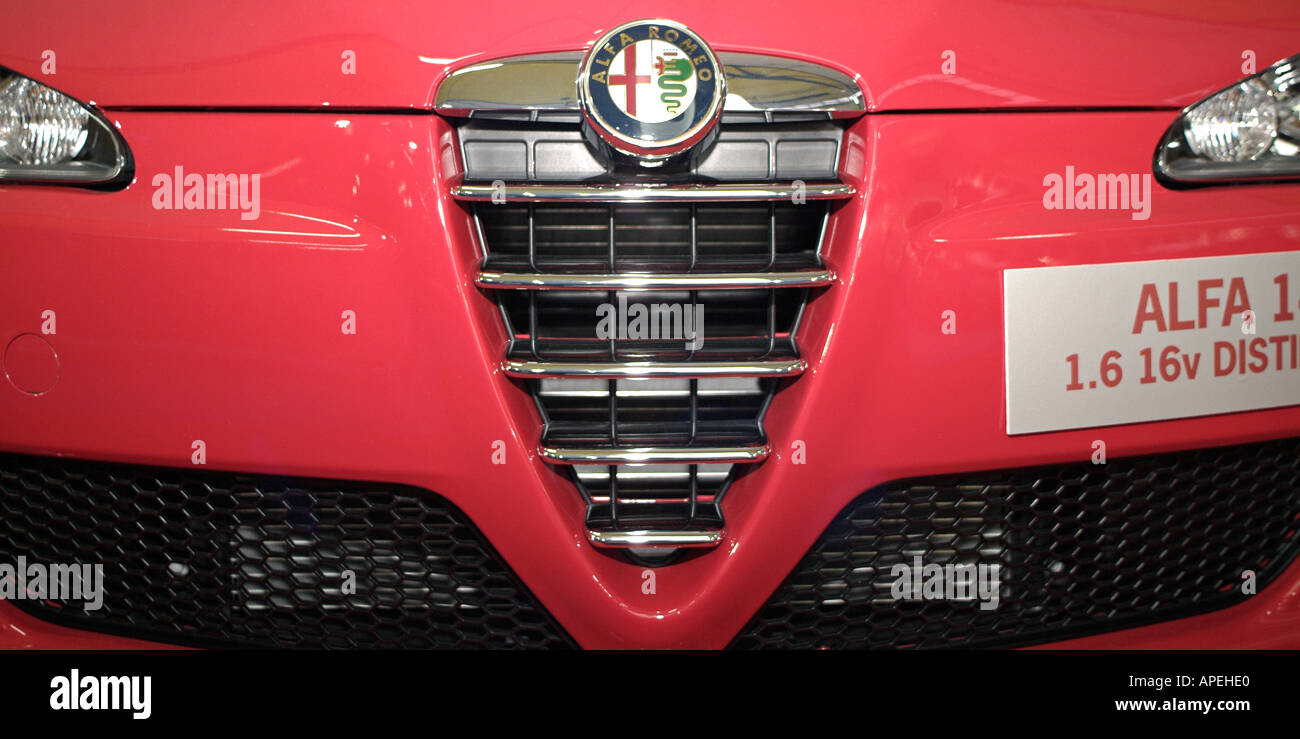 Front of a Red Alfa Romeo 147 Stock Photo