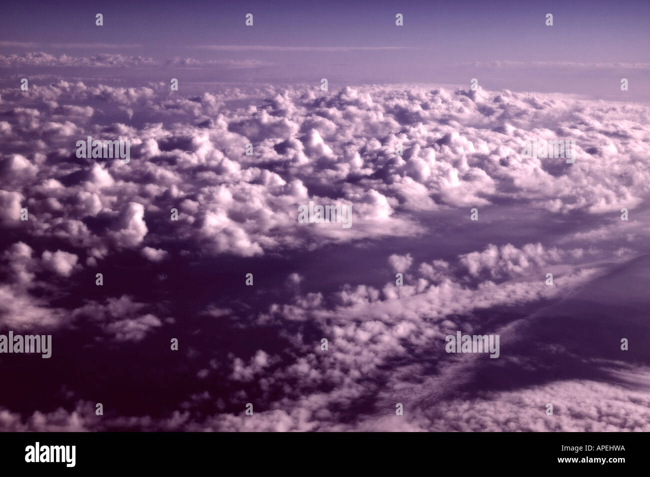Looking Down on a Cloud Layer From a Jet Stock Photo