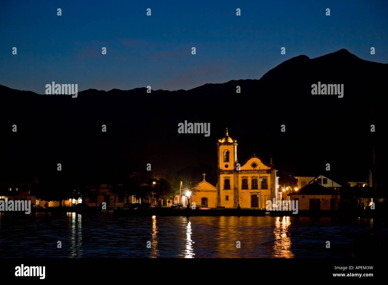 Night view of Santa Rita church in Paraty, Rio de Janeiro. Brazil Stock ...