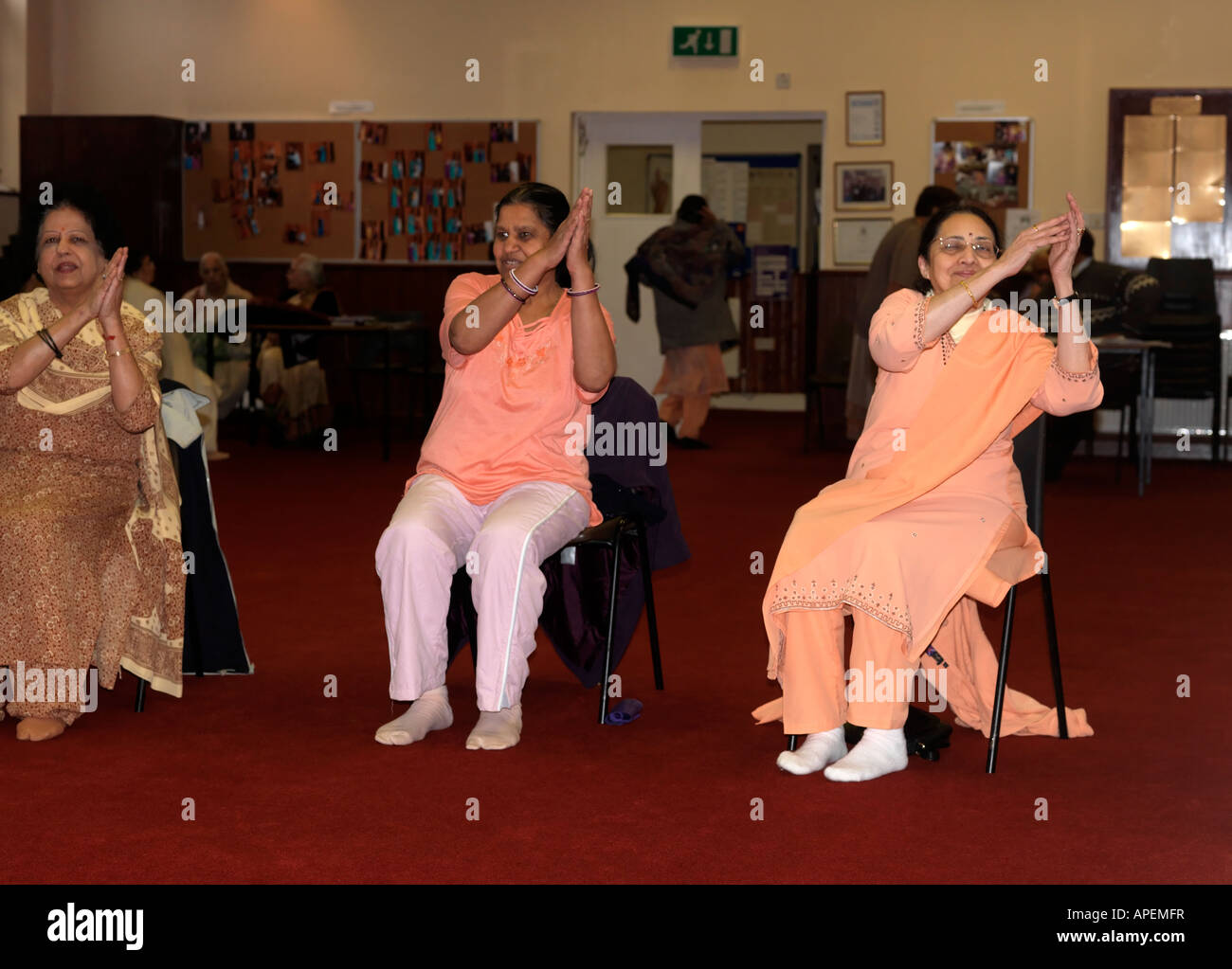 Exercise in Chairs for Elderly Hindu Society Wimbledon Stock Photo Alamy