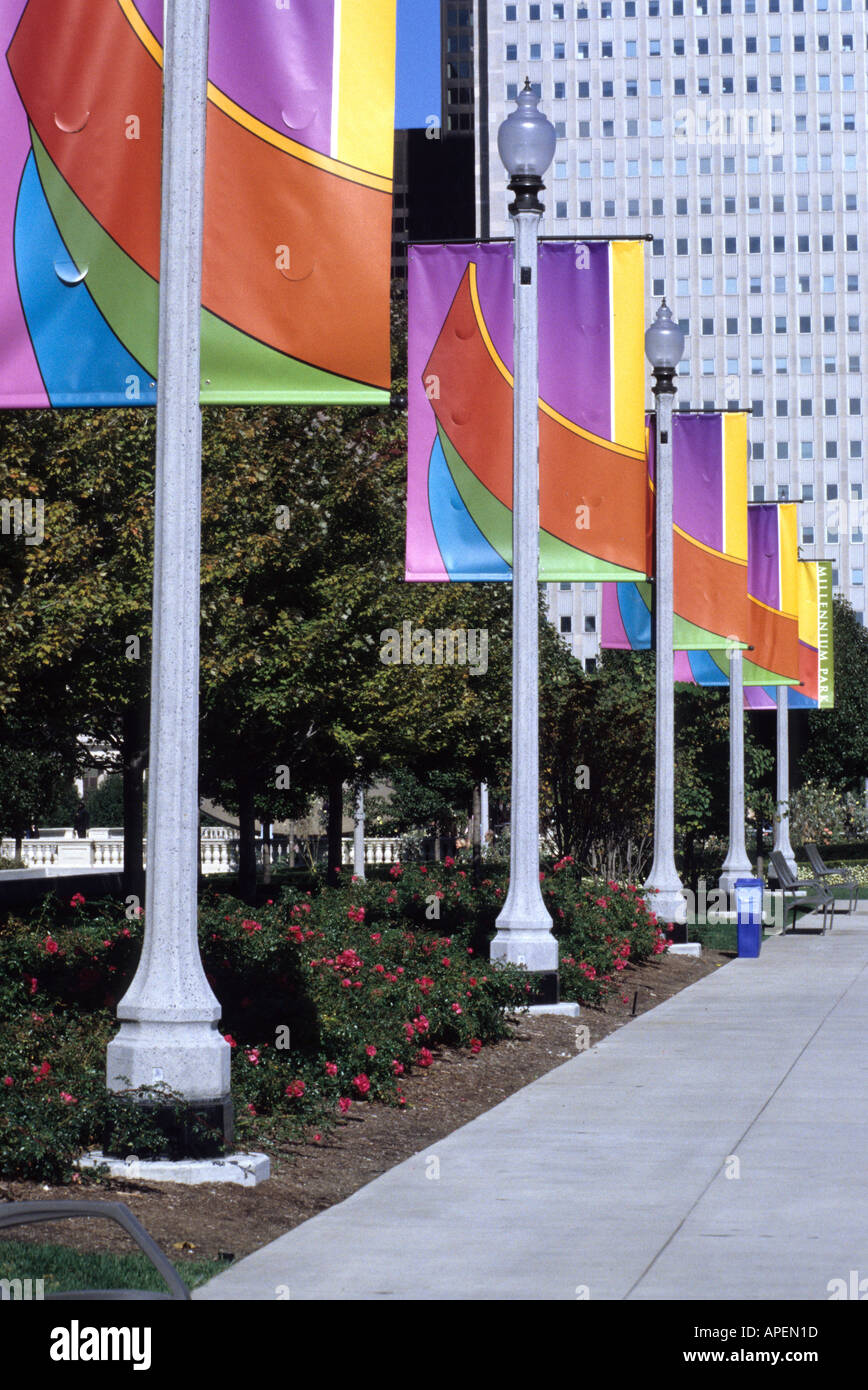 Millennium Park Banners, Chicago, Illinois, USA Stock Photo Alamy