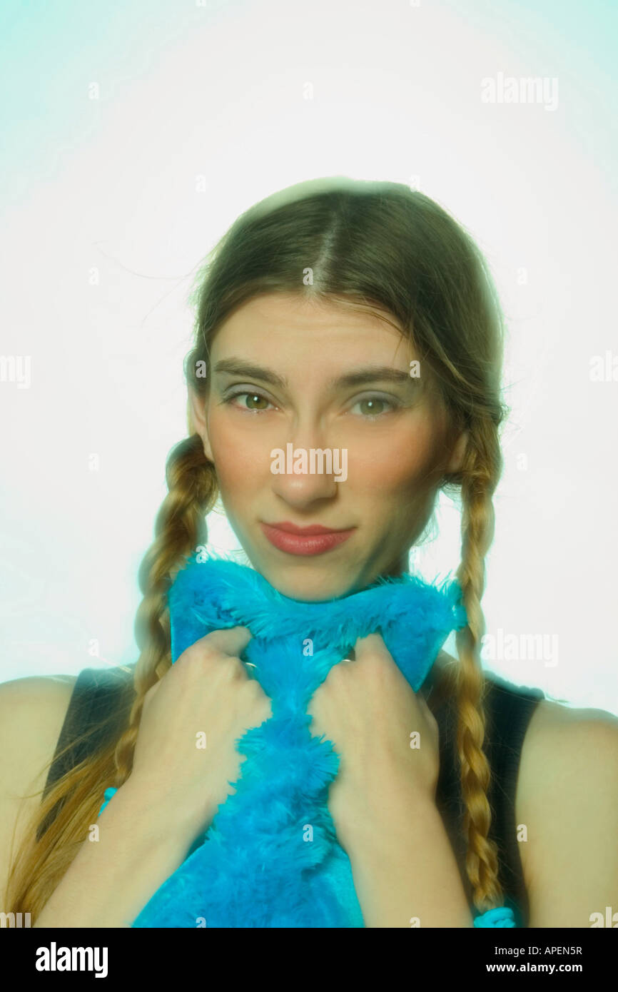 Wearing braided pigtails hi-res stock photography and images - Alamy