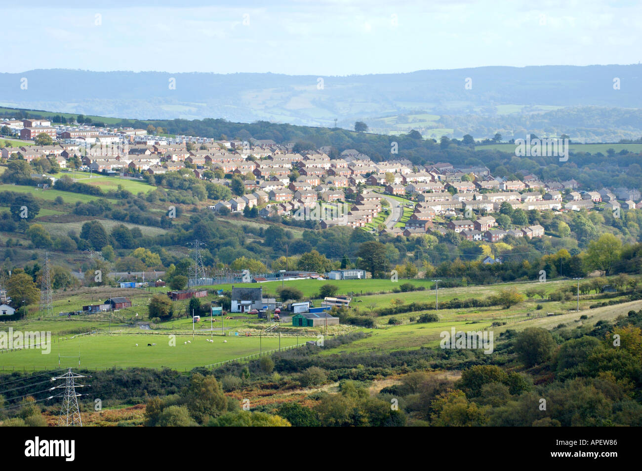 View over housing estate of Trevethin Pontypool Torfaen Gwent South