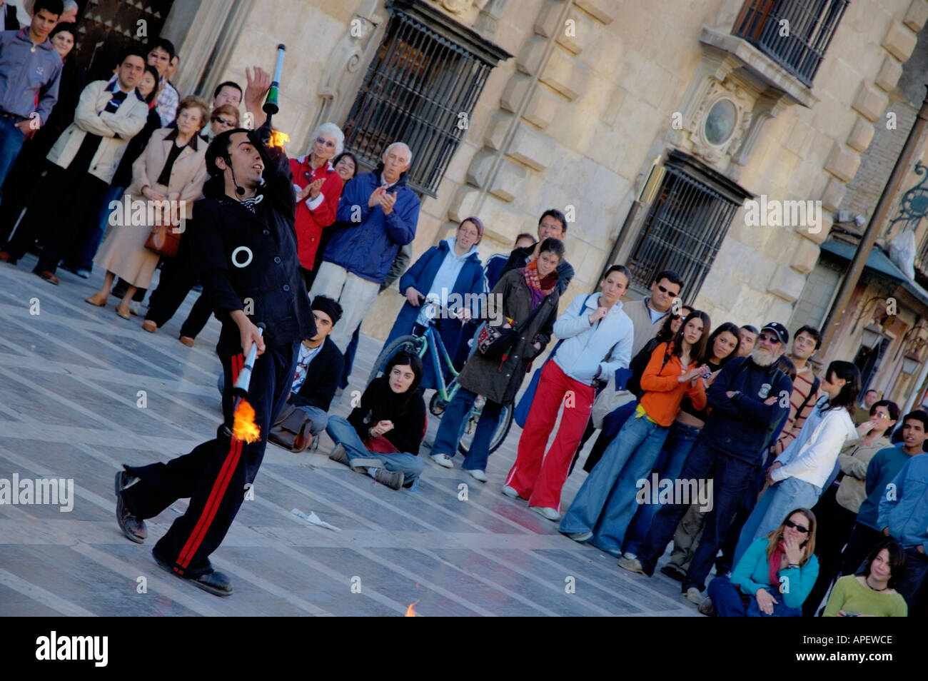 Street show performance in Albayzin, the old Islamic quarter of Granada, Andalusia, Spain. Stock Photo
