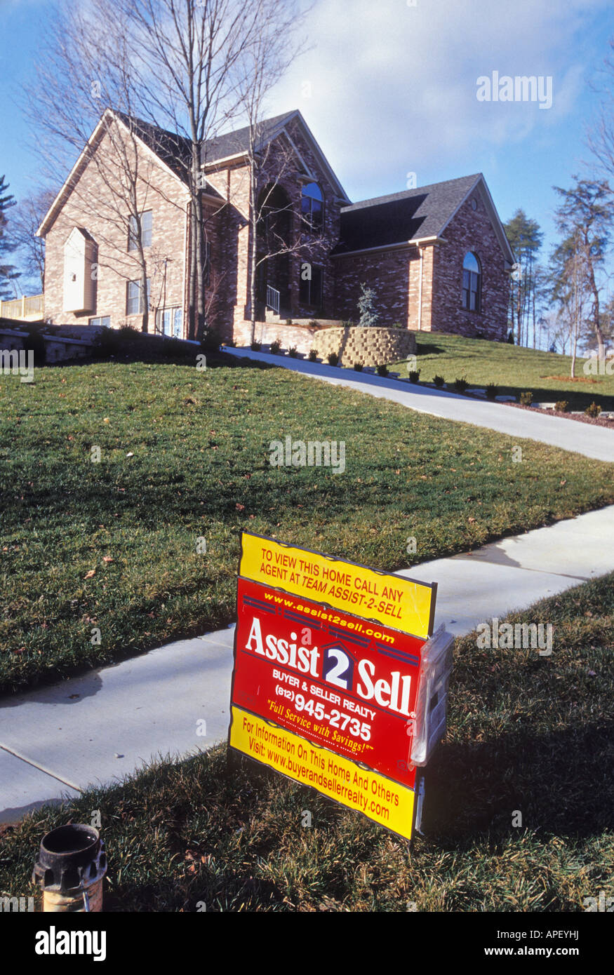 For Sale Sign in Upscale Neighborhood Stock Photo