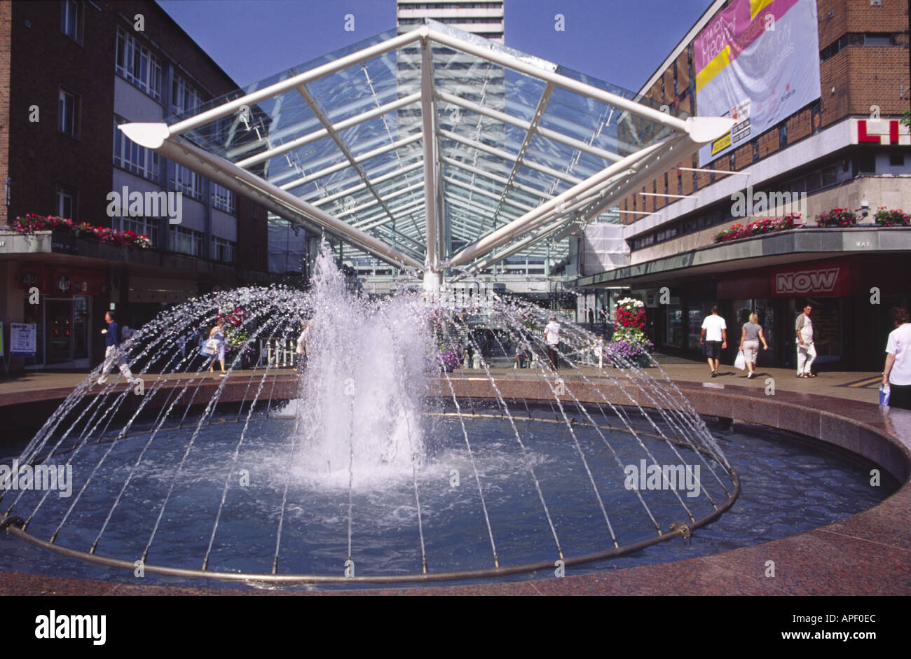 Coventry shopping upper Precinct looking toward the refurbished lower