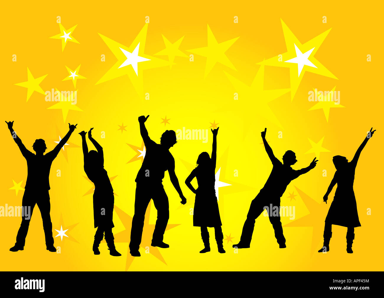 happy people dancing at a party Stock Photo