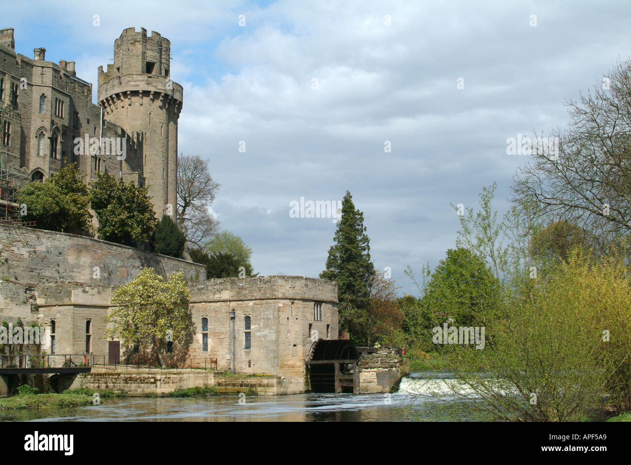 View of the South Front and Mill at Warwick Castle Stock Photo Alamy