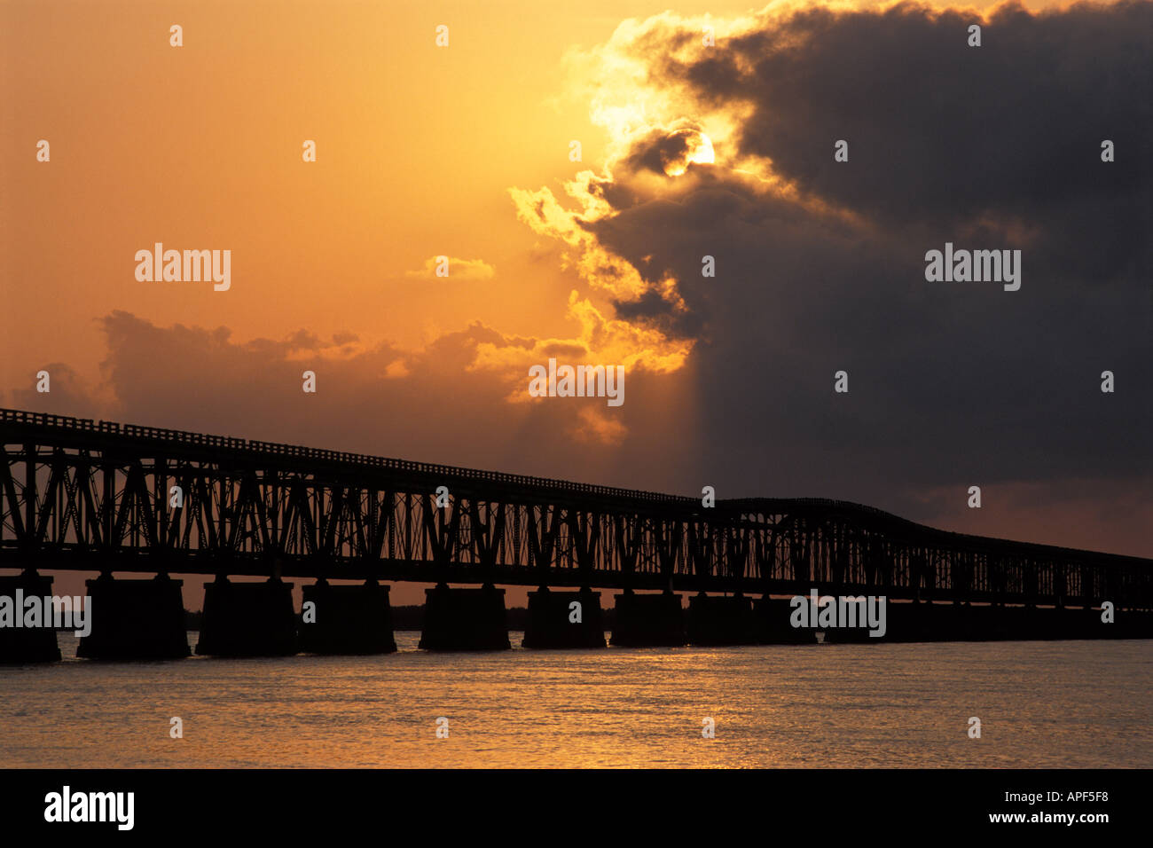 Historic and abandoned rail road bridge at Bahia Honda State Park the Florida Keys Florida Stock Photo