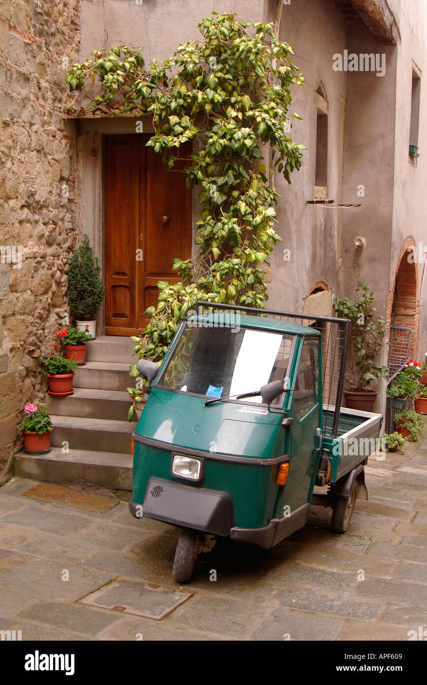 Three wheel farm truck Anghiari Tuscany Italy Stock Photo