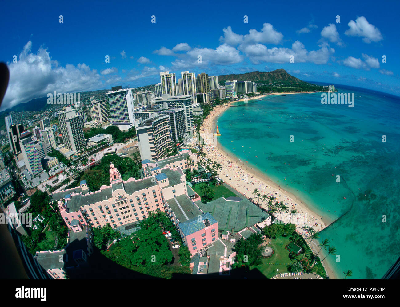 Aerial View Of Waikiki Shoreline High Resolution Stock Photography and ...