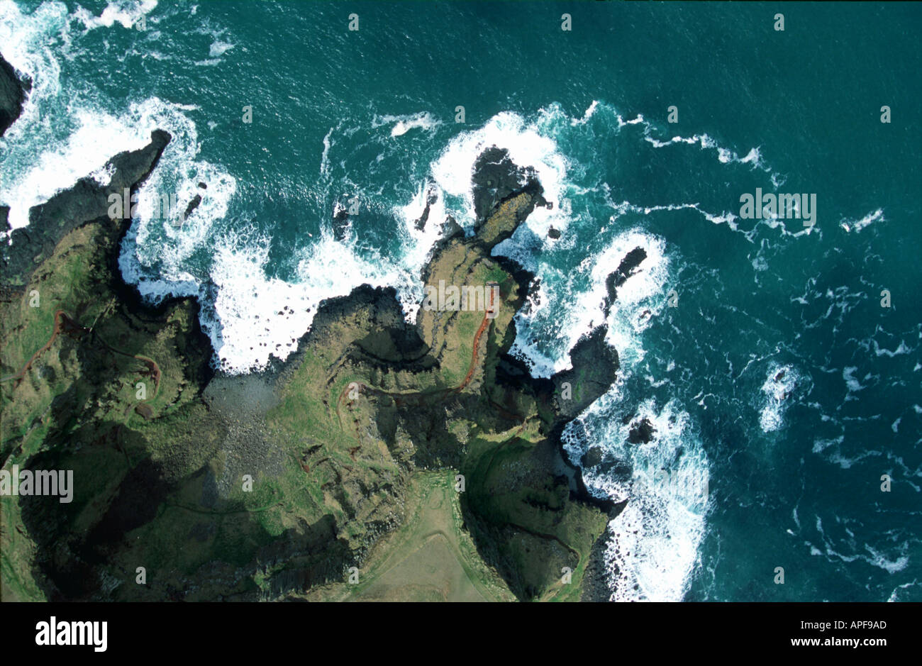 North Antrim coast Northern Ireland aerial views unspoiled uk coastline Stock Photo