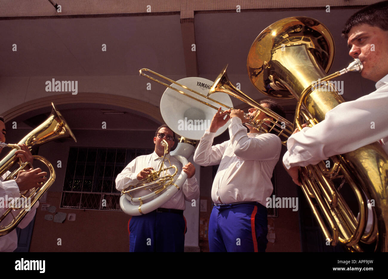 Musicians play wind instruments band Rio de Janeiro Brazil Stock Photo -  Alamy