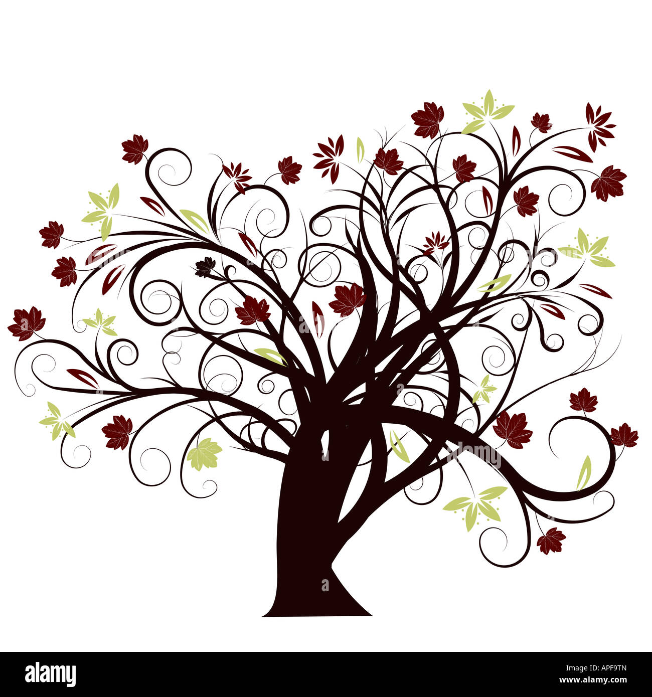 beautiful vector autumn tree design Stock Photo - Alamy