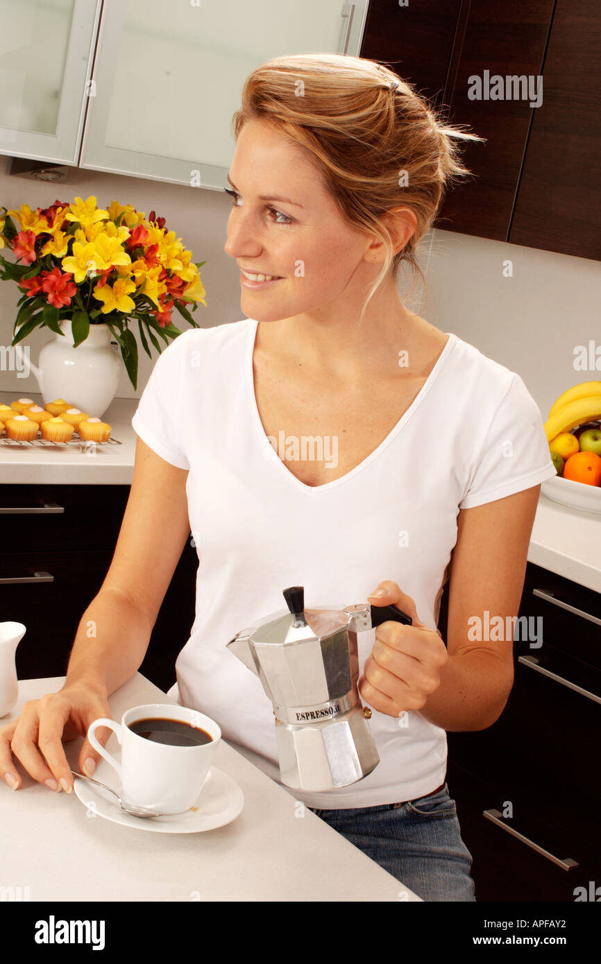 Making Tasty Coffee in the Home Kitchen. Coffee Maker and Accessories  Needed To Prepare it Stock Image - Image of cooking, espresso: 159871397