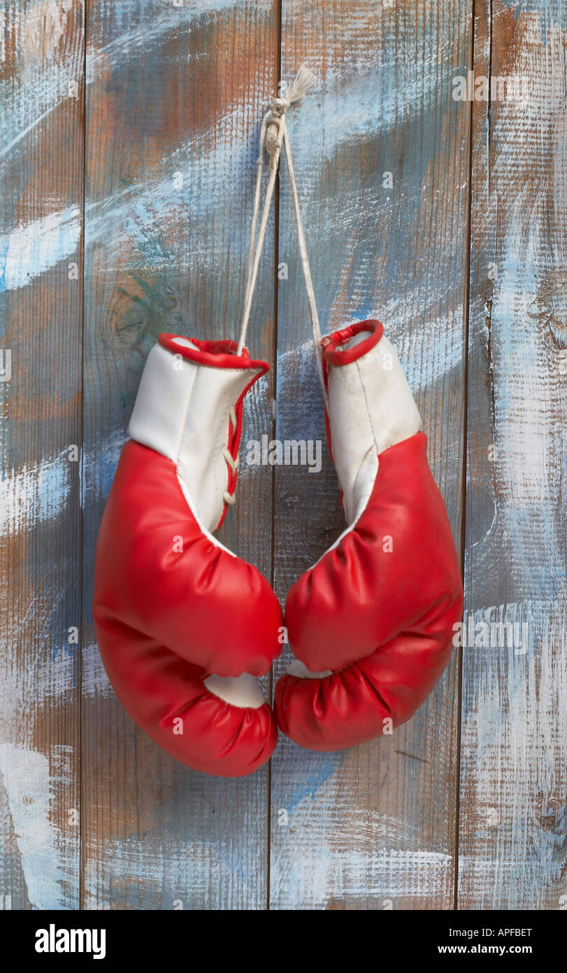 A Pair of Boxing Gloves Hanging from a Nail Stock Photo Alamy