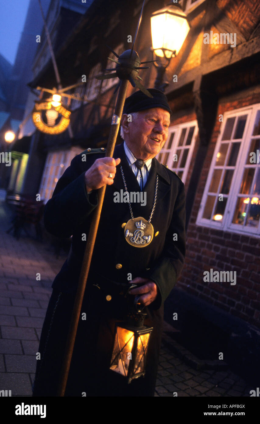 Old night watchman in RIBE Denmark Stock Photo
