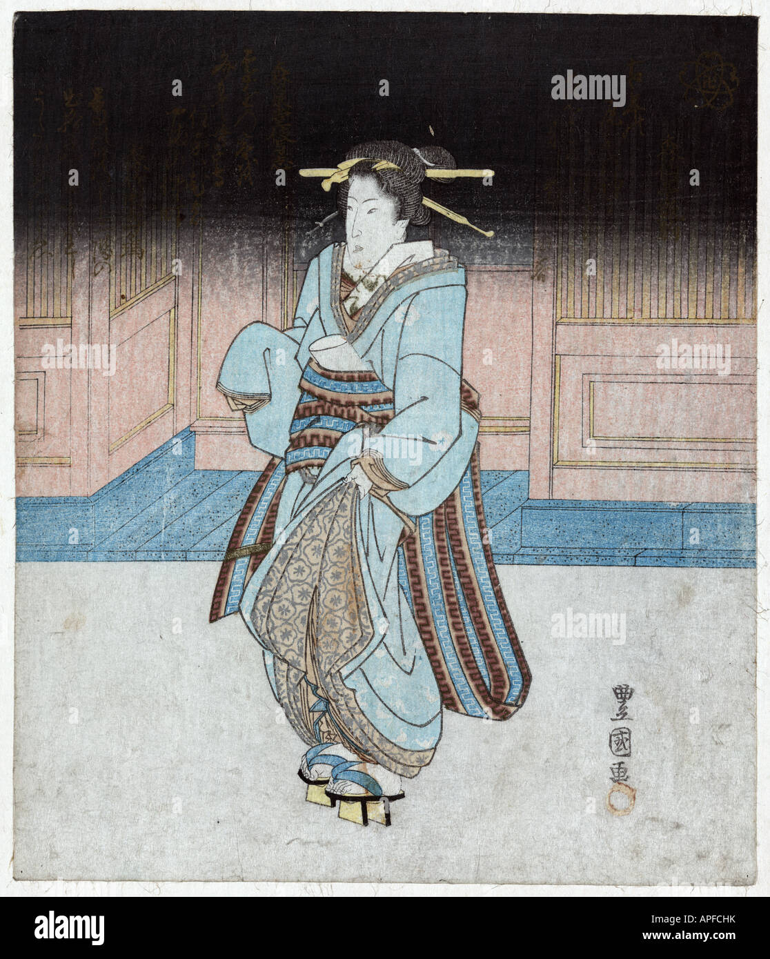 Yoru no fukagawa geisha, Japan between 1828 and 1833. Stock Photo