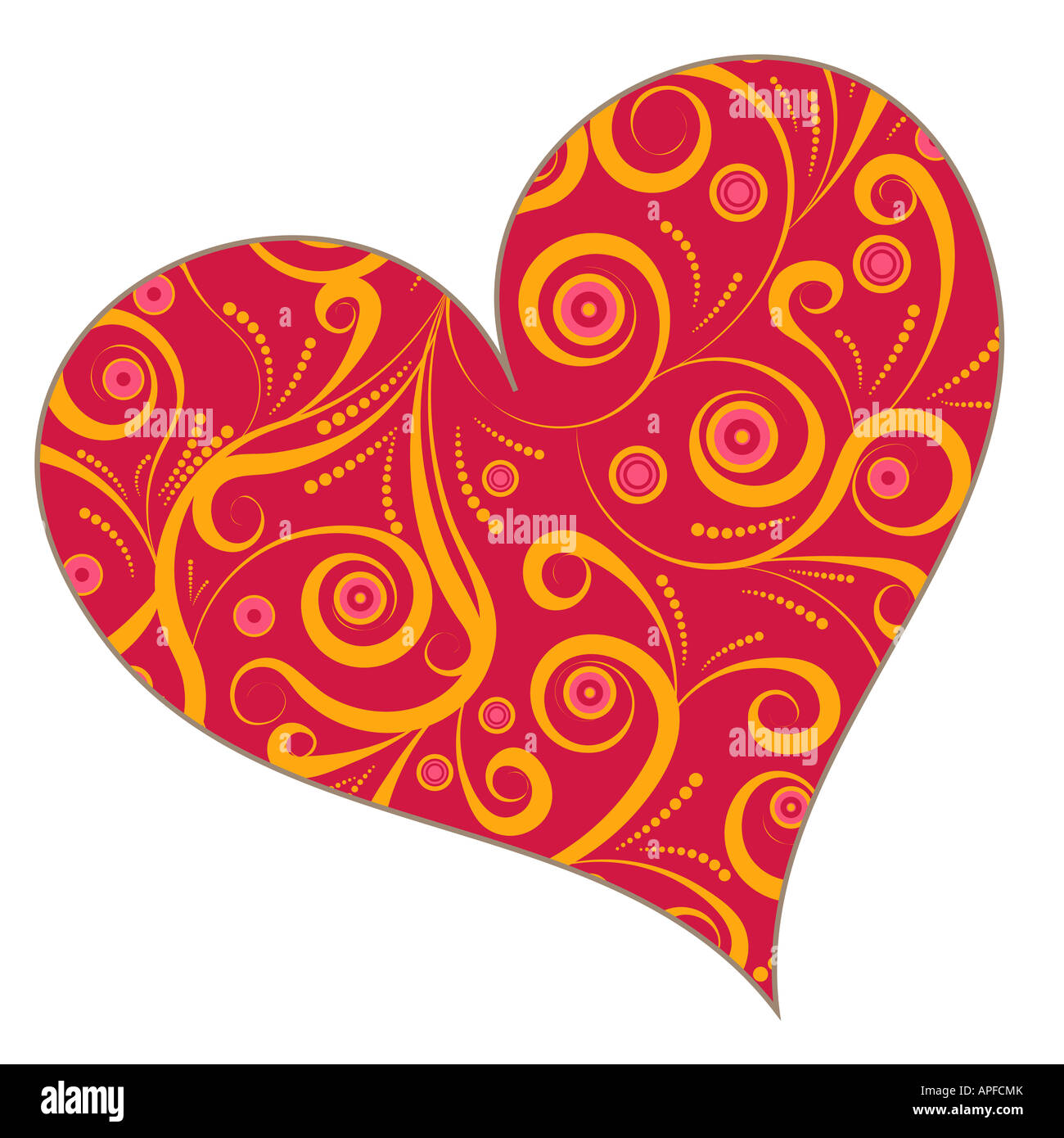 groovy vector floral heart design Stock Photo