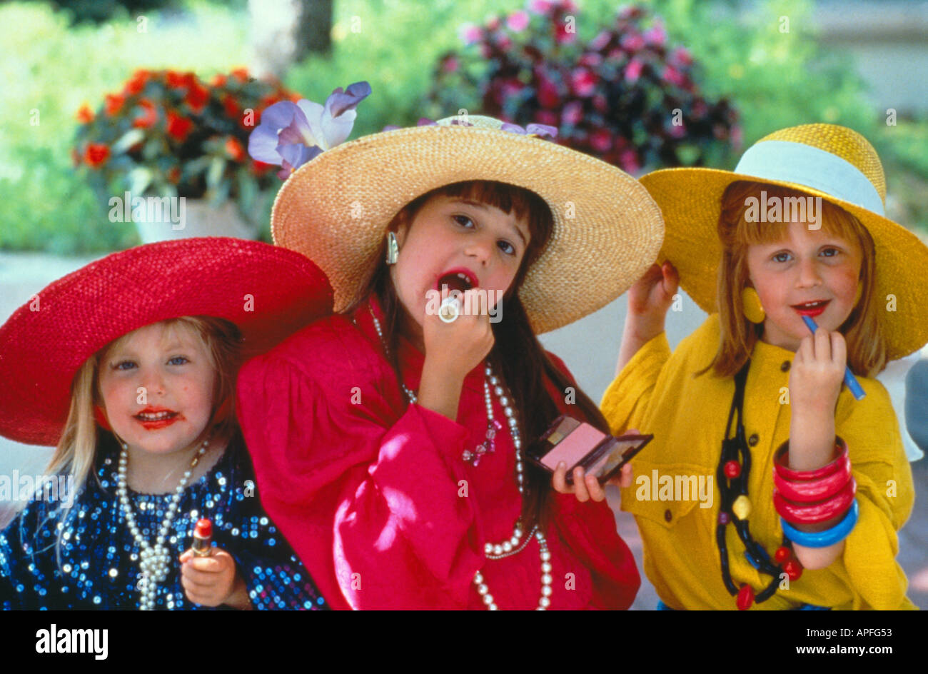 YOUNG GIRLS PLAYING DRESS UP Stock Photo Alamy