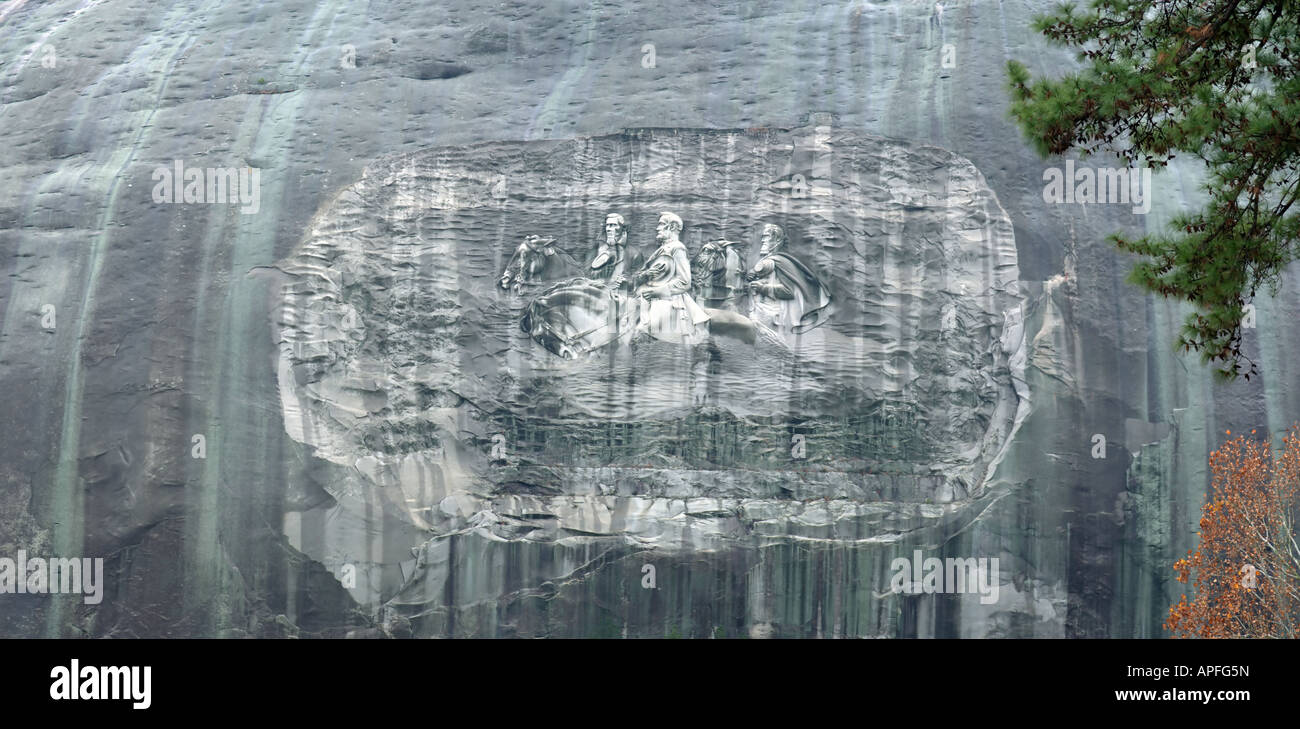 Civil War Confederate Memorial Carving Stone Mountain Georgia panorama