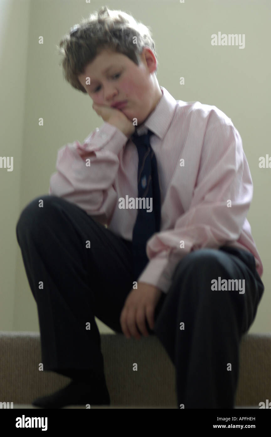 boy in school uniform Stock Photo