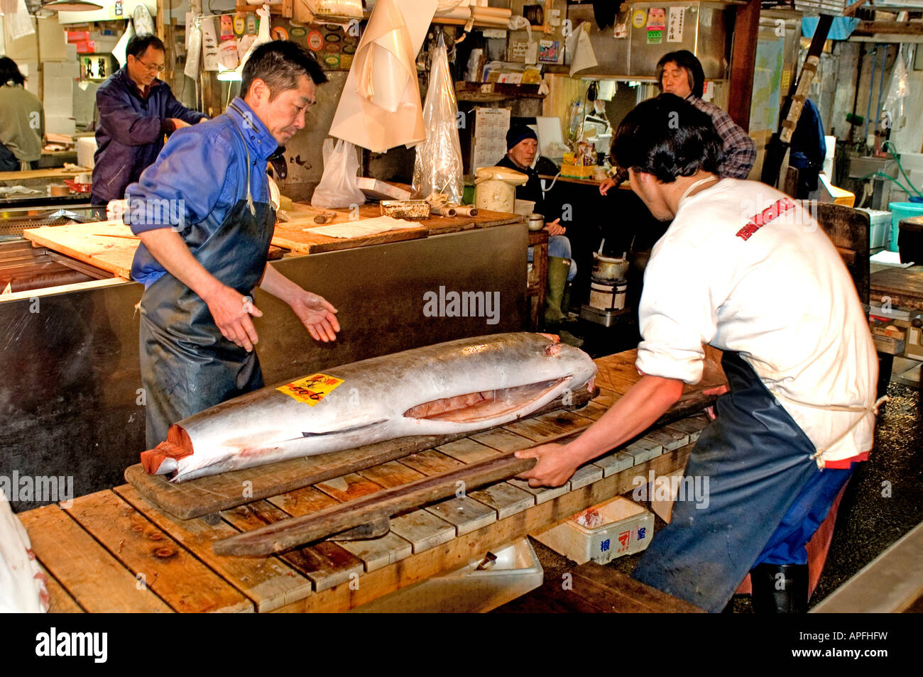 Tokyo Japan Tsukiji fish market is the biggest wholesale fish and seafood market in the world
