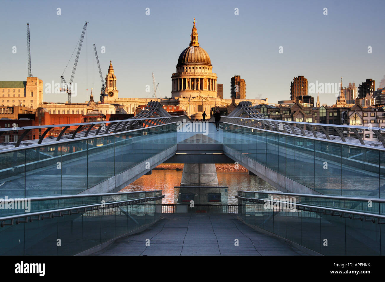 St Paul's and Millennium Bridge at sunrise 2 Stock Photo Alamy