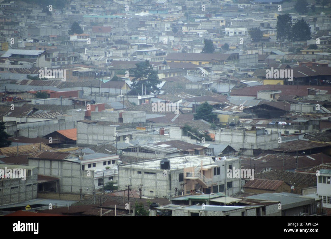 View across the rooftops of Quetzaltenango Guatemala Stock Photo Alamy