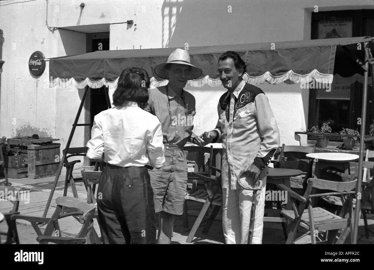 Gala Marcel Duchamp and Salvador Dali in Cadaques 1958 Stock Photo