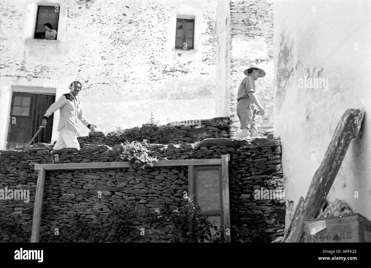 Salvador Dali with Marcel Duchamp Cadaques 1958 Stock Photo