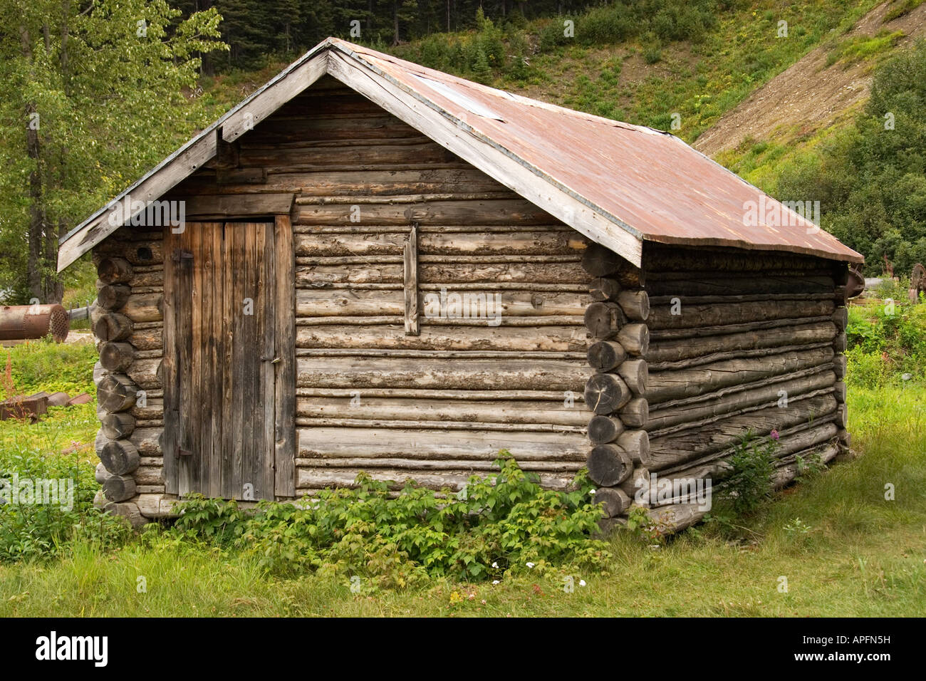 Log cabin, Barkerville historic ghost town, near Quesnel, British Columbia, Canada Stock Photo