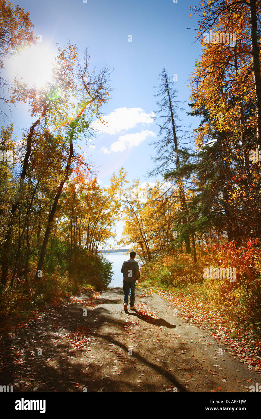 Man walking on trail Stock Photo - Alamy